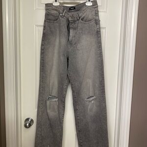 Express Charcoal Flare Jeans